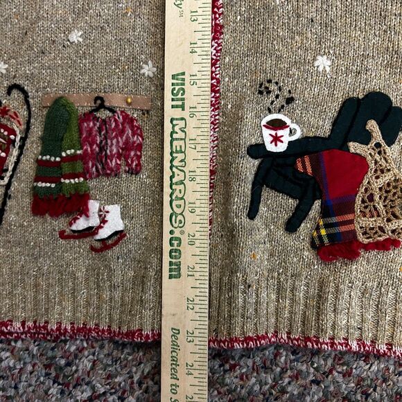 Northern Isles Tan Marled 2004 Christmas Winter Scenes Full Zip Sweater Size XL - Picture 15 of 15